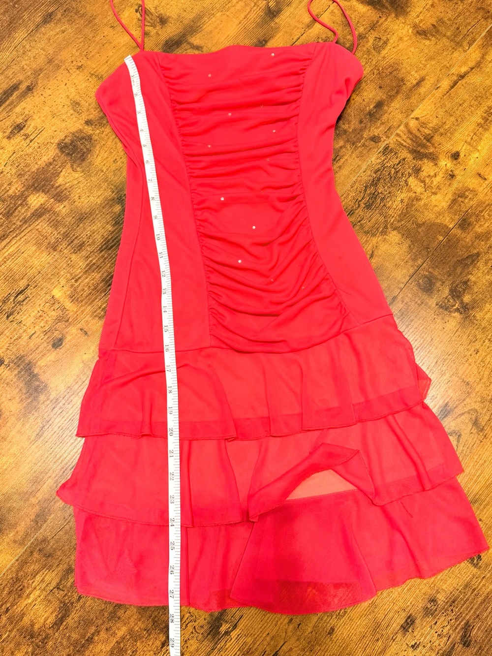 Vintage Y2K Rampage Red Ruched Mini Dress M Formal Vacation Party Romantic 90s - Picture 10 of 11